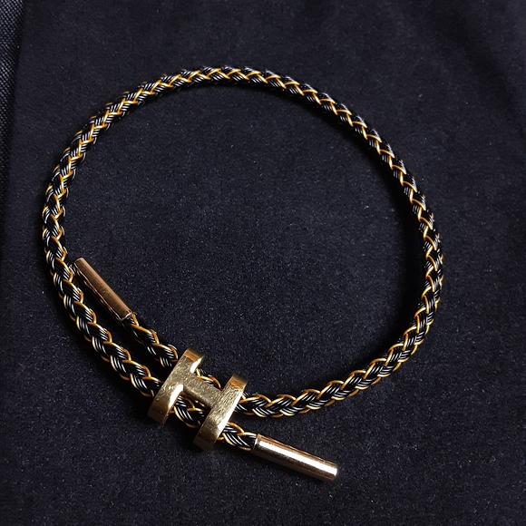 Elegant Gold and Black Braided Men's Bracelet J283